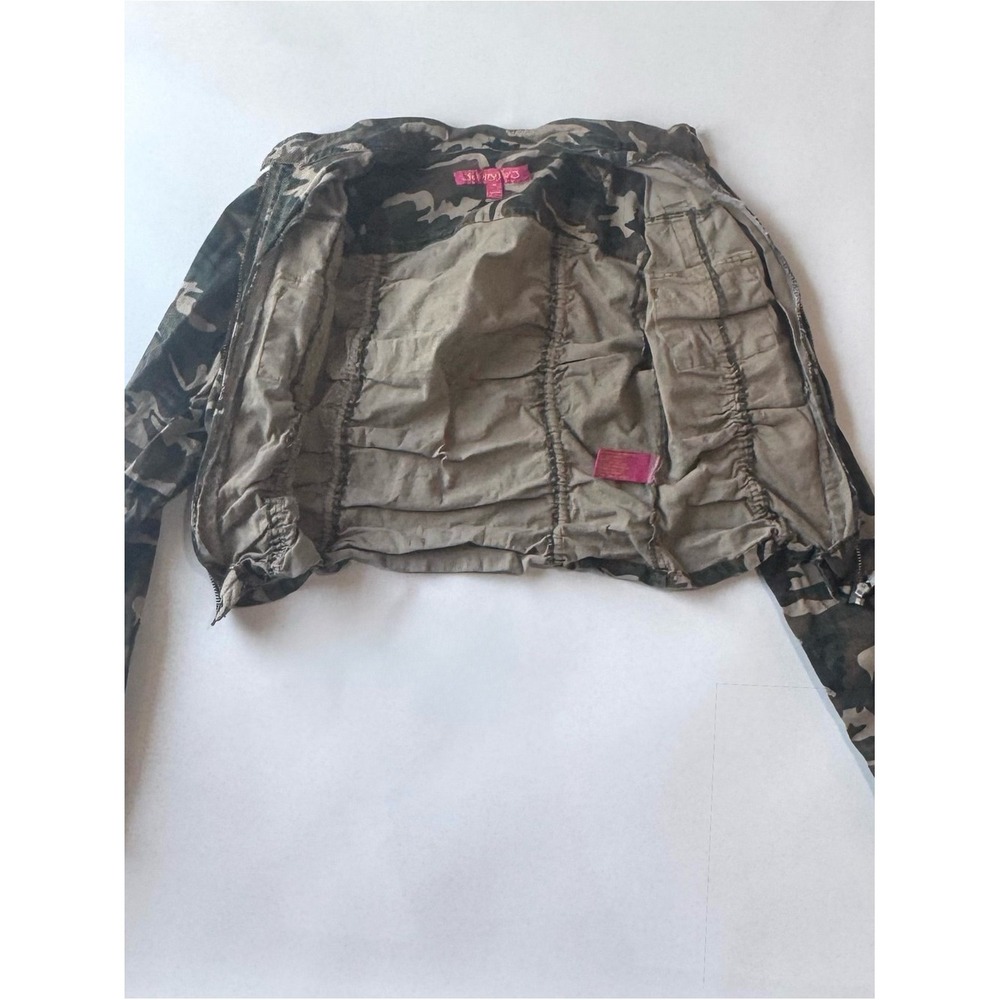 Y2K Jennyfer Camo Utility Jacket Cropped Military‎ Grunge Zip Up M - Picture 3 of 11